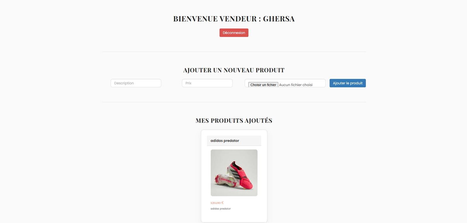 Espace vendeur